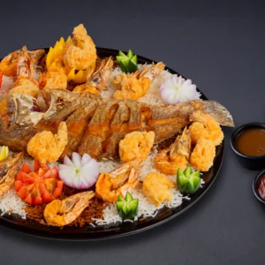 طبق هامور وروبيان كبير مقلي