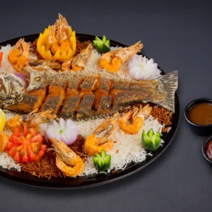 طبق قاروص وروبيان مقلي