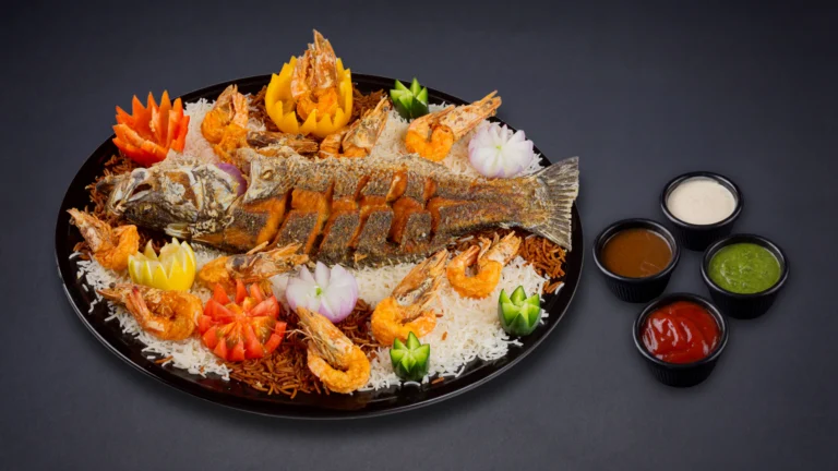 طبق قاروص وروبيان مقلي