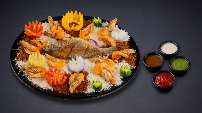 طبق شعور وروبيان مقلي