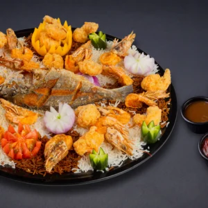 طبق شعور وروبيان كبير مقلي