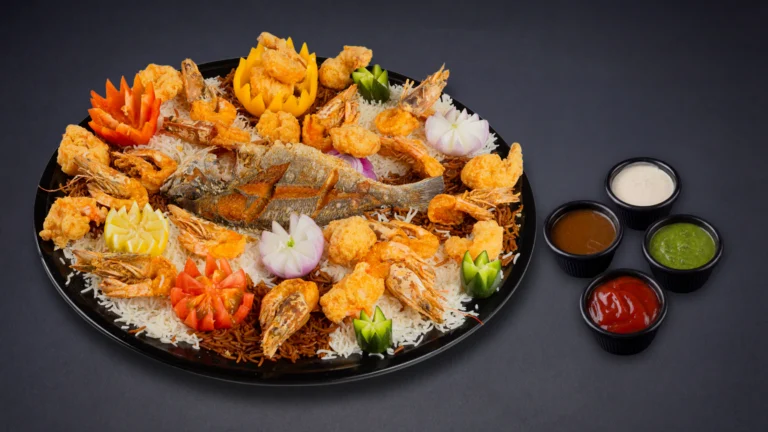 طبق شعور وروبيان كبير مقلي