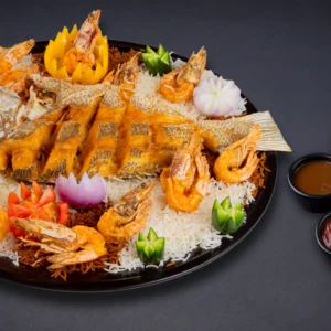 طبق قمر وروبيان مقلي