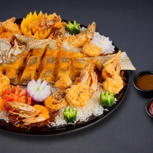 طبق قمر وروبيان كبير مقلي