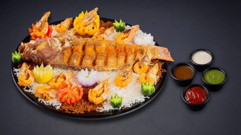 طبق ناجل وروبيان مقلي