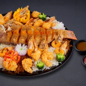 طبق ناجل وروبيان كبير مقلي