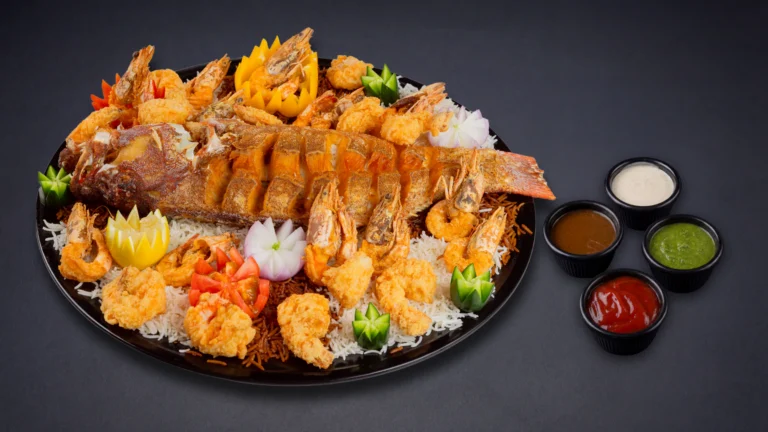 طبق ناجل وروبيان كبير مقلي